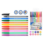 Набор шариковых ручек " Basir " 10цв, 0,7мм, цветной корпус, белая цветная полоска, пластиковая упаковка на кнопке, европодвес