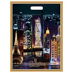 Пакет ПЭ " Миленд " с вырубной ручкой ПВД, 38*47см 60мкм Городские огни