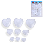Набор пенопластовых заготовок " Mazari " Сердце 9шт, 8*8,5см - 3шт, 6*6,5см - 3шт, 3,5*4см - 3шт, пакет, европодвес