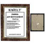 Фоторамка " KWELT " пластиковая 15*21см серия 5 темный орех, стекло, ширина багета - 14мм, золото