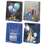 Пакет бумажный " Basir " 26*32*10см, С праздником!, ассорти (без возможности выбора цвета), ламинированный, тиснение фольгой