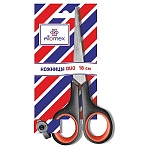 Ножницы " Attomex " Duo 17см металлические, пластиковые ручки с резиновыми вставками, черные с красным, картонный блистер, европодвес