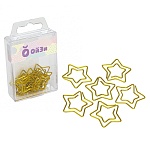 Скрепки " Глобус " 30мм металлические, фигурные, Звездочка 12шт, пластиковый бокс, европодвес
