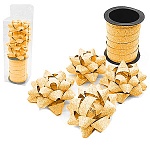 Набор для упаковки подарков: бант звезда 6см 4шт + лента 10м глиттер, золото, пластиковая упаковка, европодвес