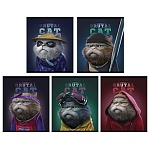 Тетрадь А5 48л клетка " ПЗБМ " Брутальные коты, офсет, на скобе, обложка - мелованный картон, УФ-лак, конгрев, 5 дизайнов в спайке