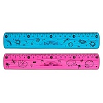 Линейка " Bruno Visconti " гибкая неломающаяся, 20см, пластиковая, 2 цвета (голубой, розовый)