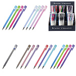 Ручка шариковая " Bruno Visconti " FirstWrite синяя 0,5мм, толщина письма 0,4мм, покрытие soft-touch, цвет корпуса - ассорти, пигментные чернила, колпачок с клипом, дисплей на 6 туб по 24шт