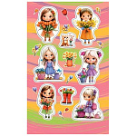 Наклейка " Мир открыток " 0-11 А6 Девочки с букетами