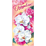 Открытка " Мир поздравлений " 410 Евро Поздравляем! Нежные цветы, 97*204мм, глянцевый УФ-лак