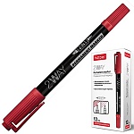 Маркер " Hatber " 2WAY красный 0,5-1мм двухсторонний пулевидный наконечник перманентный