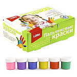 Краски пальчиковые " Lori " 6цв*20мл, картонная упаковка, европодвес