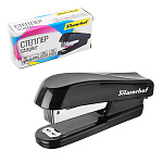 Степлер №24/6 на 20л " Silwerhof " 50скоб пластик/металл, один режим скрепления скоб, глубина закладки бумаги 53мм, черный, картонная упаковка