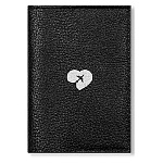 Обложка для паспорта " Имидж " Самолет в сердце на черном, черная, с рисунком, натуральная кожа