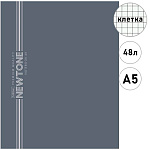 Тетрадь А5 48л клетка " Hatber " NEWtone Pastel Серый агат, офсет, на скобе, обложка - мелованный картон, ламинация soft-touch, скругленные углы