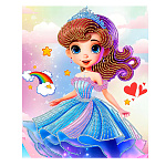 Картина алмазная " Mazari " 25*30см Принцесса, состав набора: холст на подрамнике, стразы, стилус, желеобразный клей, лоток, частичная выкладка, в термоусадочной пленке