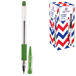 Ручка гелевая " Attomex " зеленая 0,5мм, толщина письма 0,3мм, прозрачный корпус, каучуковый держатель, металлический наконечник, колпачок с клипом, сменный стержень, картонная упаковка