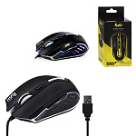 Мышь " SmartBuy " 712 Rush проводная оптическая, 6 кнопок, черная, 2000/1600/1200/800 DPI, RGB подсветка, кабель USB