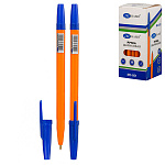Ручка шариковая " Basir " синяя 1,0мм, толщина письма 1,0мм, желтый корпус, колпачок в цвет чернил