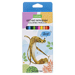 Карандаши цветные деревянные ECO Zoo 12цв " Hatber " шестигранные, картонная упаковка, европодвес