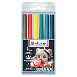 Фломастеры " Attomex " Kawaii Cat 6цв круглые, вентилируемый колпачок, пластиковый блистер, европодвес