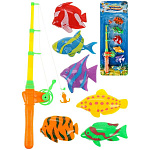 Игровой набор " Рыжий кот " Удачный улов, в наборе: 6 рыбок, 1 удочка с катушкой, картонный блистер, европодвес, 20*50см