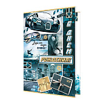 Открытка " Мир открыток " 1-46 С Днем рождения! Мужская- Машина, лев, город, 379*290мм, рельеф, блестки, пластизоль, текст