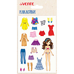 Наклейки " deVente " А6 Одевайка модница, объемные мягкие, многоразовые, пакет, европодвес