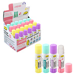 Клей-карандаш " deVente " Pastel 8гр, основа PVP, быстросохнущий, цвет корпуса ассорти (голубой, розовый, фиолетовый, желтый), картонный дисплей