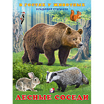 Книжка " Фламинго " 162*215мм 14стр В гостях у животных. Лесные соседи, обложка - глянцевая бумага, на скобе