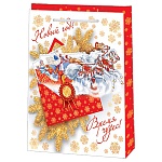 Пакет Новогодний бумажный " Мир открыток " 18*22,7*10см Новый год! Время чудес! ламинированный