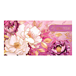 Конверт для денег " Мир открыток " 2-17 С Юбилеем! Цветы, 165*85мм, фольга- золото, текст