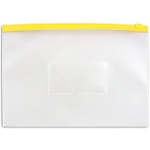 Папка на молнии " Бюрократ " А4 ZIP желтая молния, пластик 0,15мм, прозрачная, карман под визитку