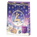 Пакет Новогодний бумажный " Мир открыток " 18*22,7*10см Золотой олень, ламинированный