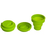 Стакан-непроливайка " deVente " одинарный складной, 80*90*80мм, неоновый салатовый, силикон