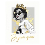 Картина по номерам " Рыжий кот " 40*50см Девушка в короне, с золотой поталью, 30цв, состав набора: холст на подрамнике, акриловые краски, золотая поталь 10шт, клей для потали 40мл, защитный лак для потали 40мл, кисти 3шт, пинцет, фурнитура для крепления к