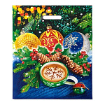 Пакет Новогодний ПЭ " Интерпак " с вырубной ручкой ПВД, 40*47см 45мкм Огоньки