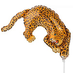 Шар фольгированный фигурный 14"/36см Леопард, крепится с помощью розетки на палочку (в комплект не входят)