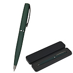 Ручка подарочная шариковая автоматическая " Bruno Visconti " Sienna синяя 1,0мм, толщина письма 0,7мм, поворотный механизм, корпус- металл, покрытие soft touch, цвет корпуса зеленый, металлический наконечник, металлический клип, подарочная упаковка