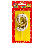 Свеча для торта цифра " Миленд " Шебби шик 9, золотая, 14*6,5*1см, картонный блистер, европодвес