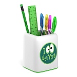 Набор настольный " Erich Krause " Forte Real Croco 6 предметов ( 4 ручки, карандаш, линейка ) белый с зеленой вставкой