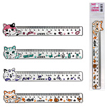 Линейка " deVente " Cat гибкая 15см, полупрозрачная, фигурная, ассорти, пакет, европодвес