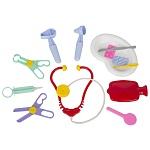 Игровой набор " Совтехстром " Доктор, в наборе: ванночка, грелка, ножницы, шприц, таблетки 2шт, щипцы, термометр, молоток, скальпель, фонендоскоп, ларингоскоп, лопаточка окулиста, пакет 19*12,5*5,5см