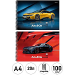 Альбом А4 20л спираль " Проф-Пресс " Красивые автомобили- 2, обложка- мелованная бумага, блок- офсет 100г/м2, 2 дизайна в спайке