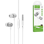 Наушники " Hoco " M108 Spring серебряные, внутриканальные, проводные, микрофон, кнопка ответа, Jack 3,5мм, длина - 1,2м