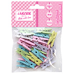 Декоративные прищепки " deVente " Natural Wood, пастельные цвета (ассорти), деревянные, 25*3мм, 20шт, пластиковый пакет, европодвес