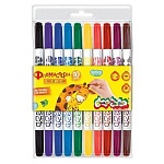 Фломастеры " Каляка-Маляка " 10цв двухсторонние, круглые, вентилируемый колпачок, ПВХ упаковка, европодвес