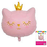 Шар фольгированный фигурный " Браво " 29"/73см Котенок принцесса голова