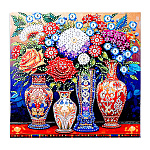 Картина алмазная " Mazari " 30*30см Вазы, состав набора: холст на подрамнике, стразы, стилус, желеобразный клей, лоток, частичная выкладка, в термоусадочной пленке