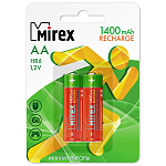 Аккумулятор " Mirex " HR6 1400mAh, 2шт Ni-Mh