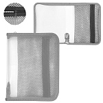 Папка " Пчелка " А4-10 (325*230*25мм) молния вокруг серая, дополнительный карман из сетки, прозрачный пластик